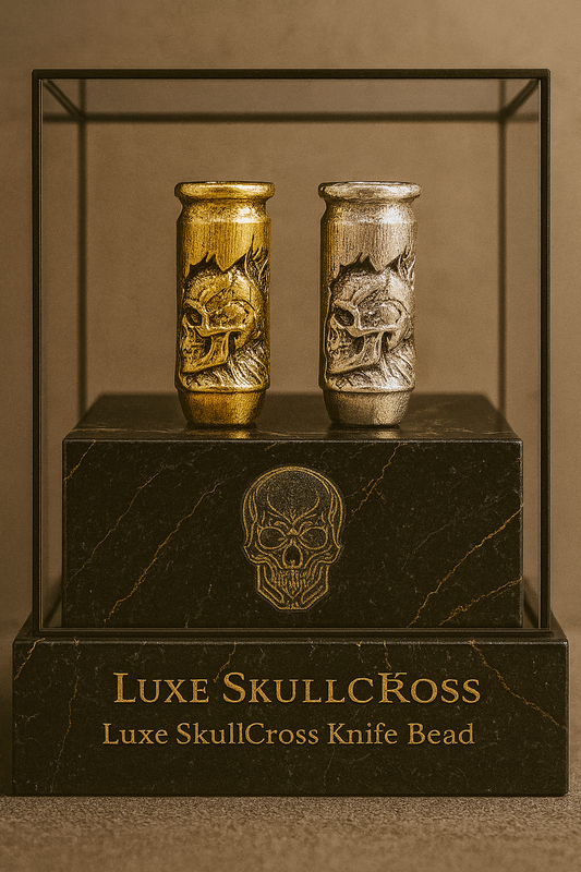 Luxe SkullCross™ Brass Bead | Fidget Jewelry & EDC Knife Paracord Accessory