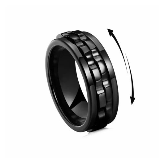 Luxe Gearchain Rotating Fidget Ring™ – Stainless Steel Serenity Edition