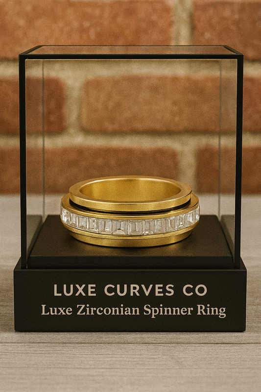 Luxe Zirconian Spinner Ring™ – 18K Gold & Stainless Steel Focus Band