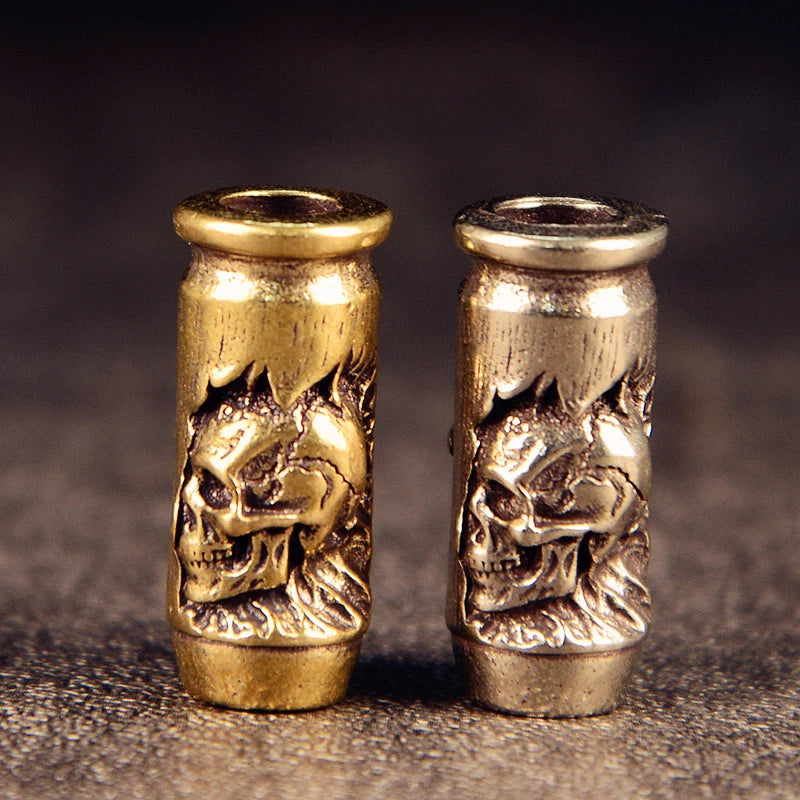 Luxe SkullCross™ Brass Bead | Fidget Jewelry & EDC Knife Paracord Accessory