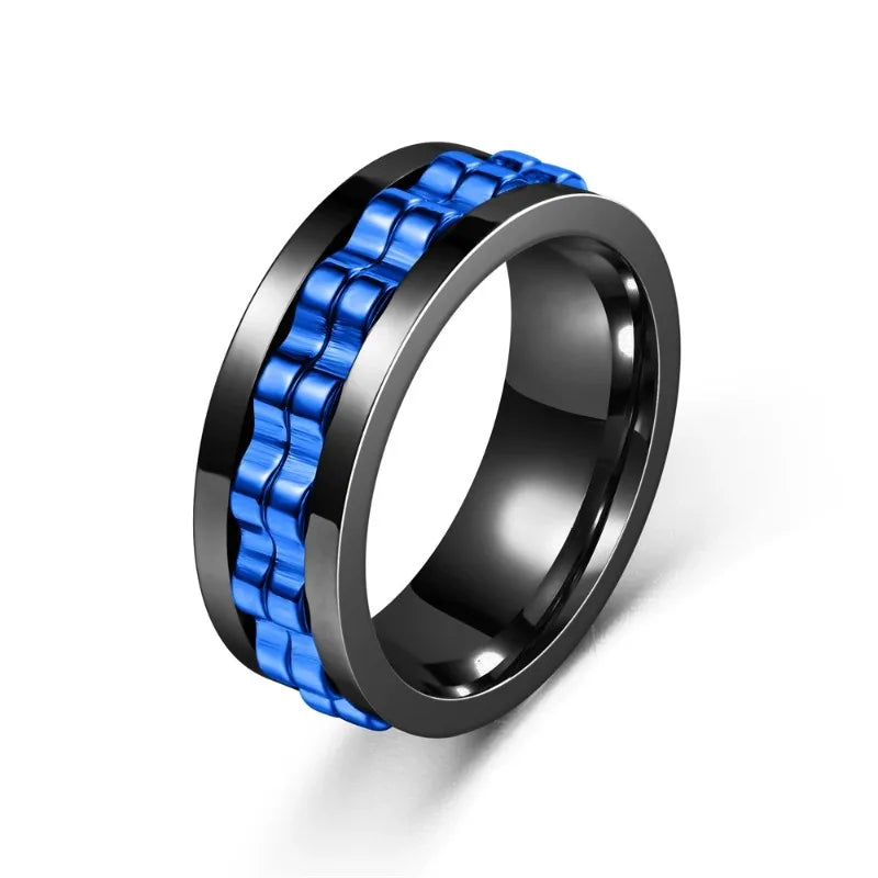 Luxe Gearchain Rotating Fidget Ring™ – Stainless Steel Serenity Edition